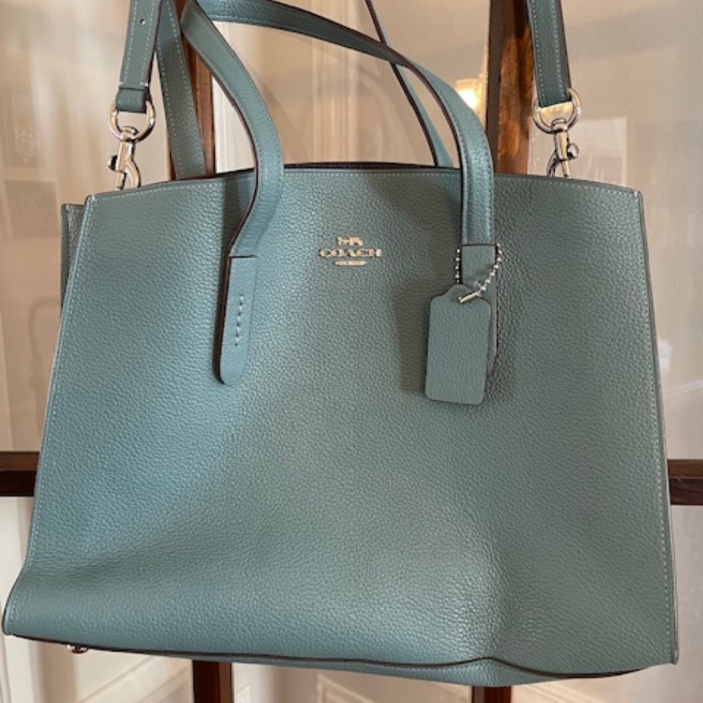 Coach Blue Leather Tote Bag